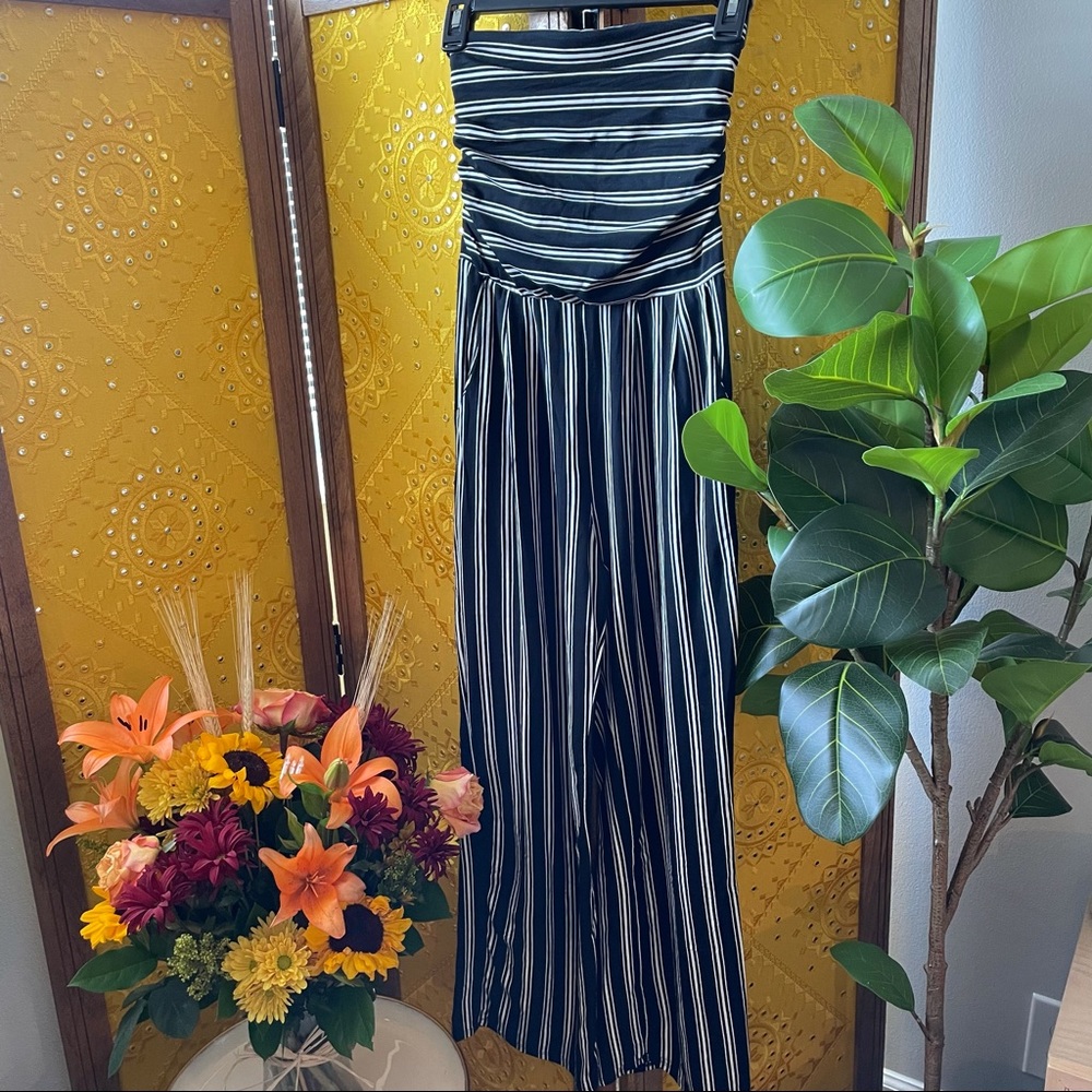 black and white striped jumpsuit